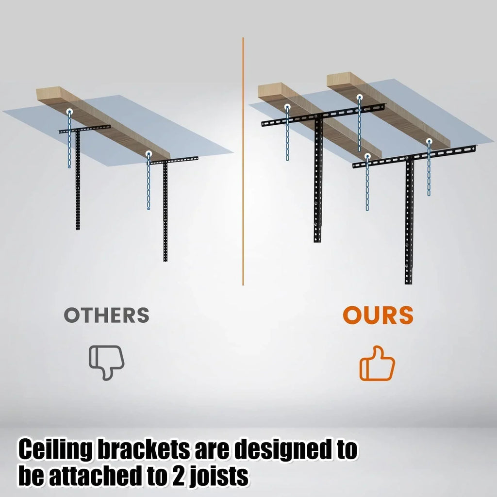 Adjustable Storage 3X6 Racks Black Shelf Overhead Garage Ceiling Storage Garage Organization Rack Mounted Ceiling Steel