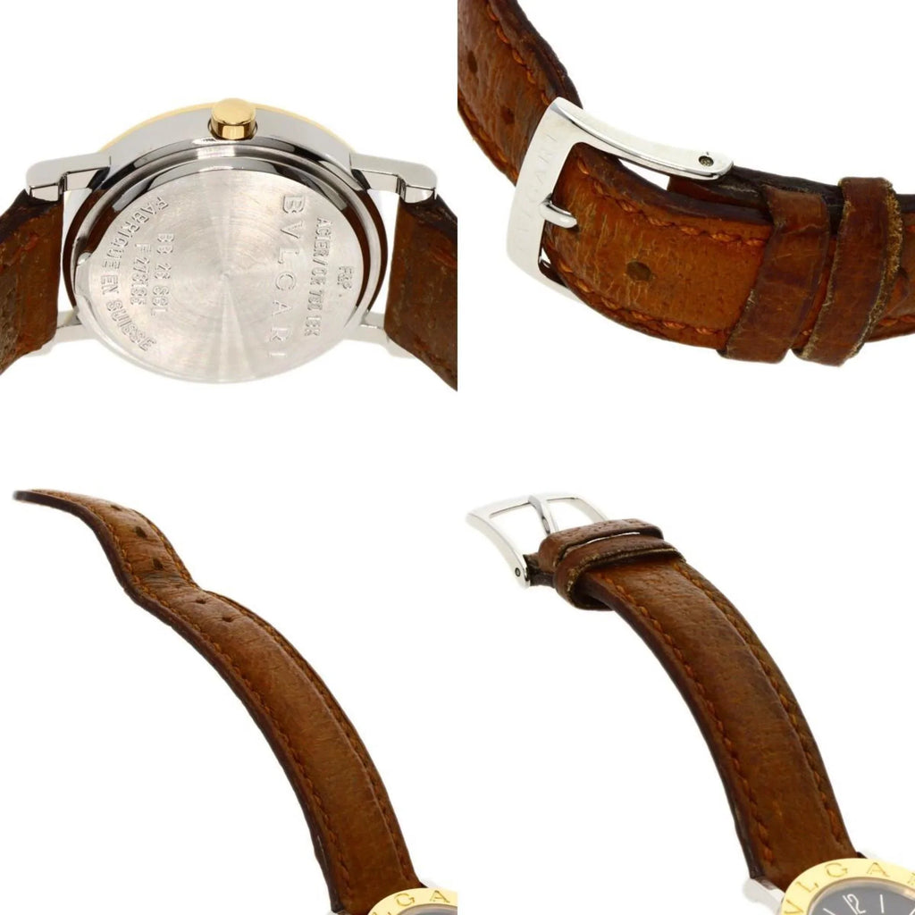 BVLGARI Steel/Leather/K18YG (Good) Pre-Owned Ladies Watch BB26SGL Stainless