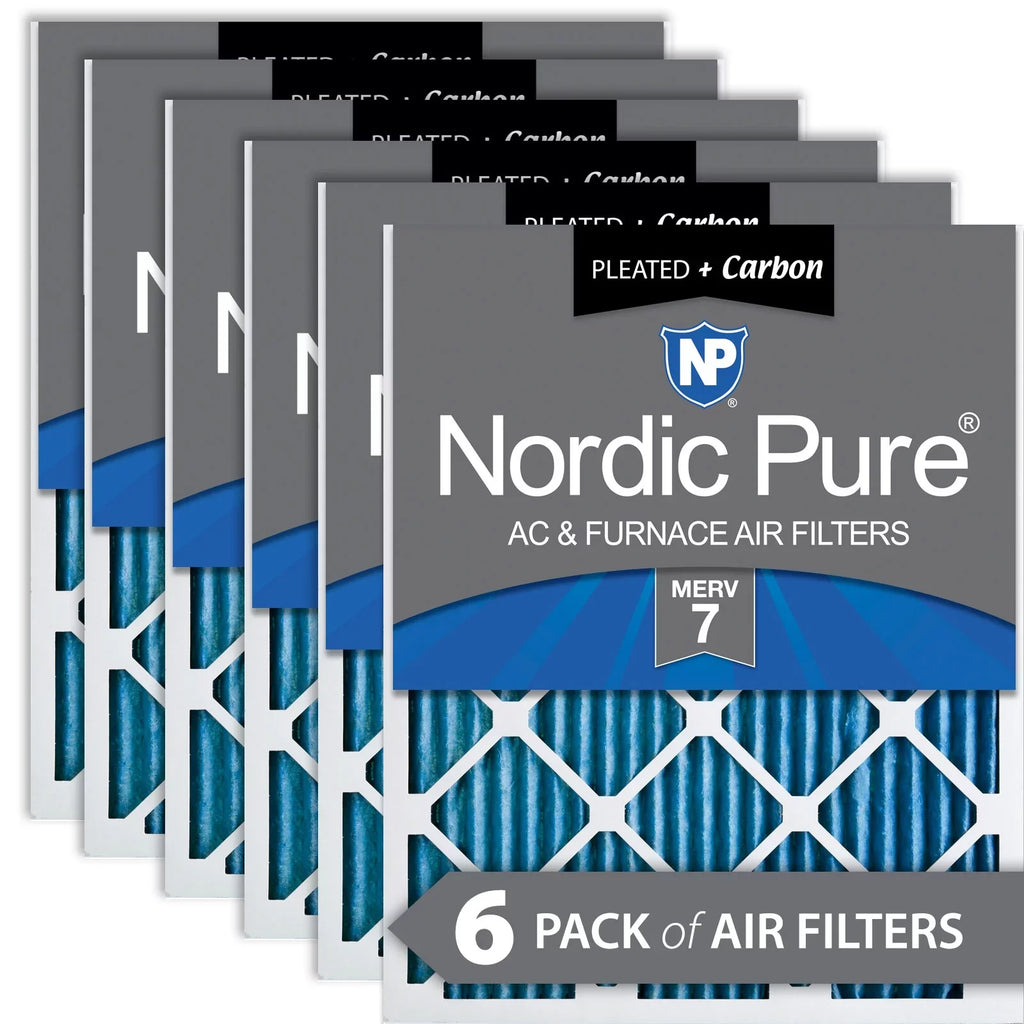 6 MERV Pack Pleated Pure Plus Nordic Carbon Filters 16x16x1 7 Air