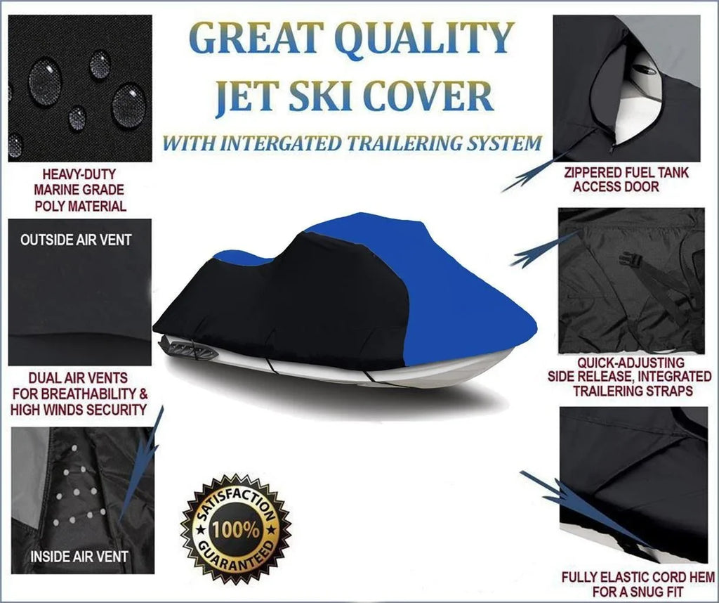 Compatible DENIER for 2012 Ultra Watercraft 2011 2013 Cover Trailerable Jet / PWC BLACK Kawasaki HEAVY-DUTY, 600 Cover BLUE 300X Ski
