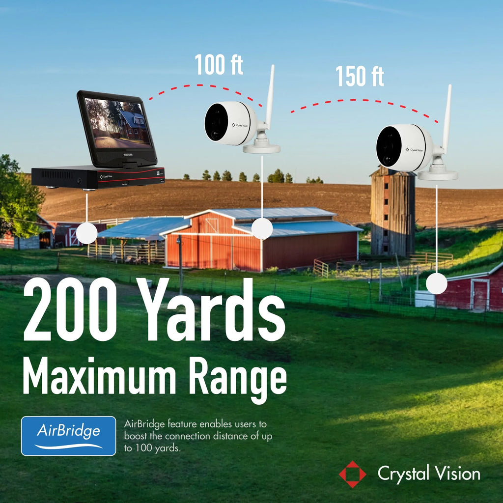 [8CH] Audio w/ Monitor, In Cameras Way System NVR 3MP CCTV Built-In HD 10.1 Floodlight Surveillance Vision Crystal 6X Siren 2 Wireless
