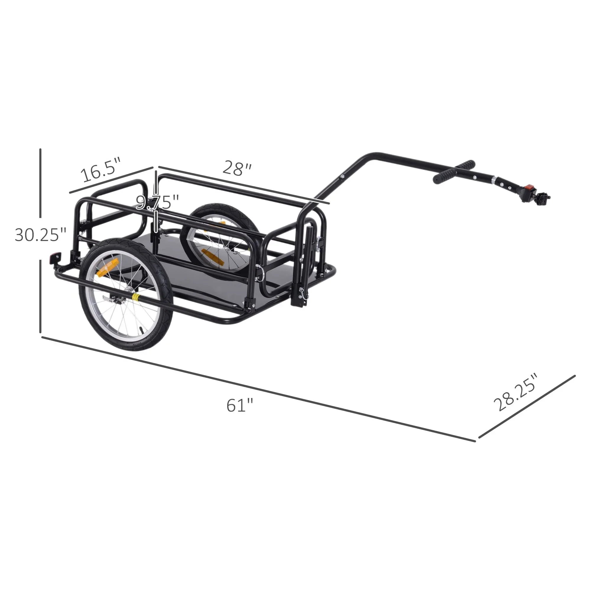 Bike Post Trailer to up Aosom Black Folding Seat Cargo Cart Hitch- Lbs. 88 with