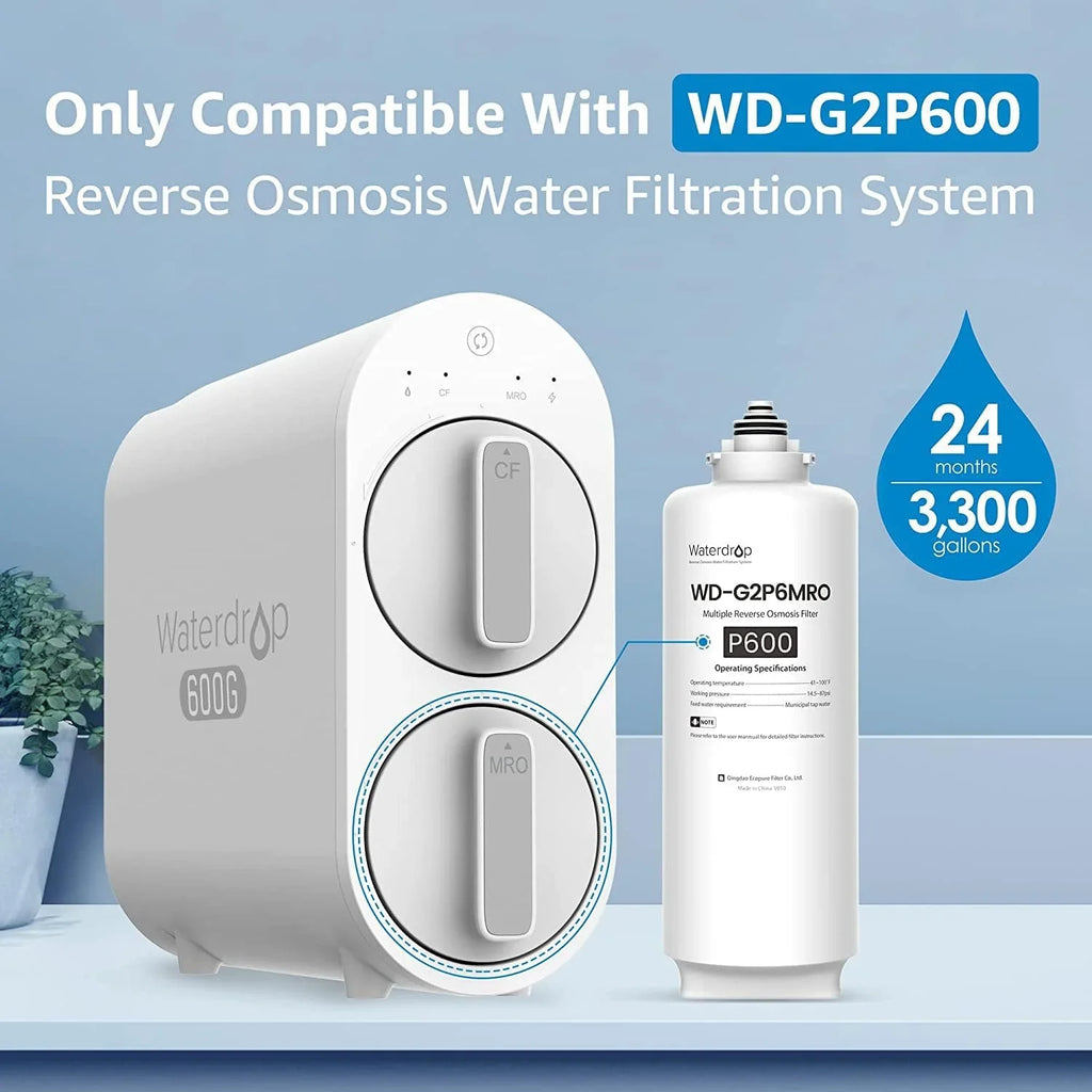 Osmosis Reduce WD-G2P600-RO Waterdrop for System, Lifetime, WD-G2P600-W Filter, Replacement 2-year Reverse PFAS