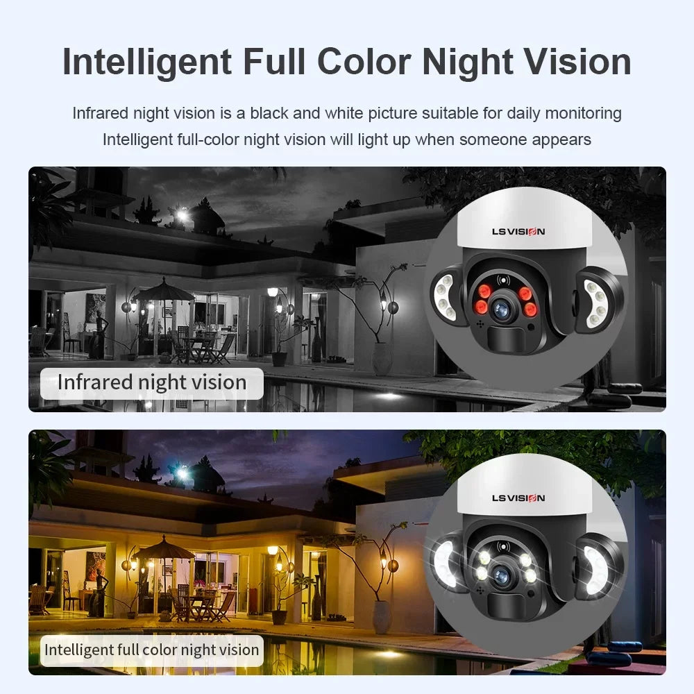CCTV PTZ LS VISION Cameras WiFi Solar 4MP Outdoor System Security Wireless Waterproof