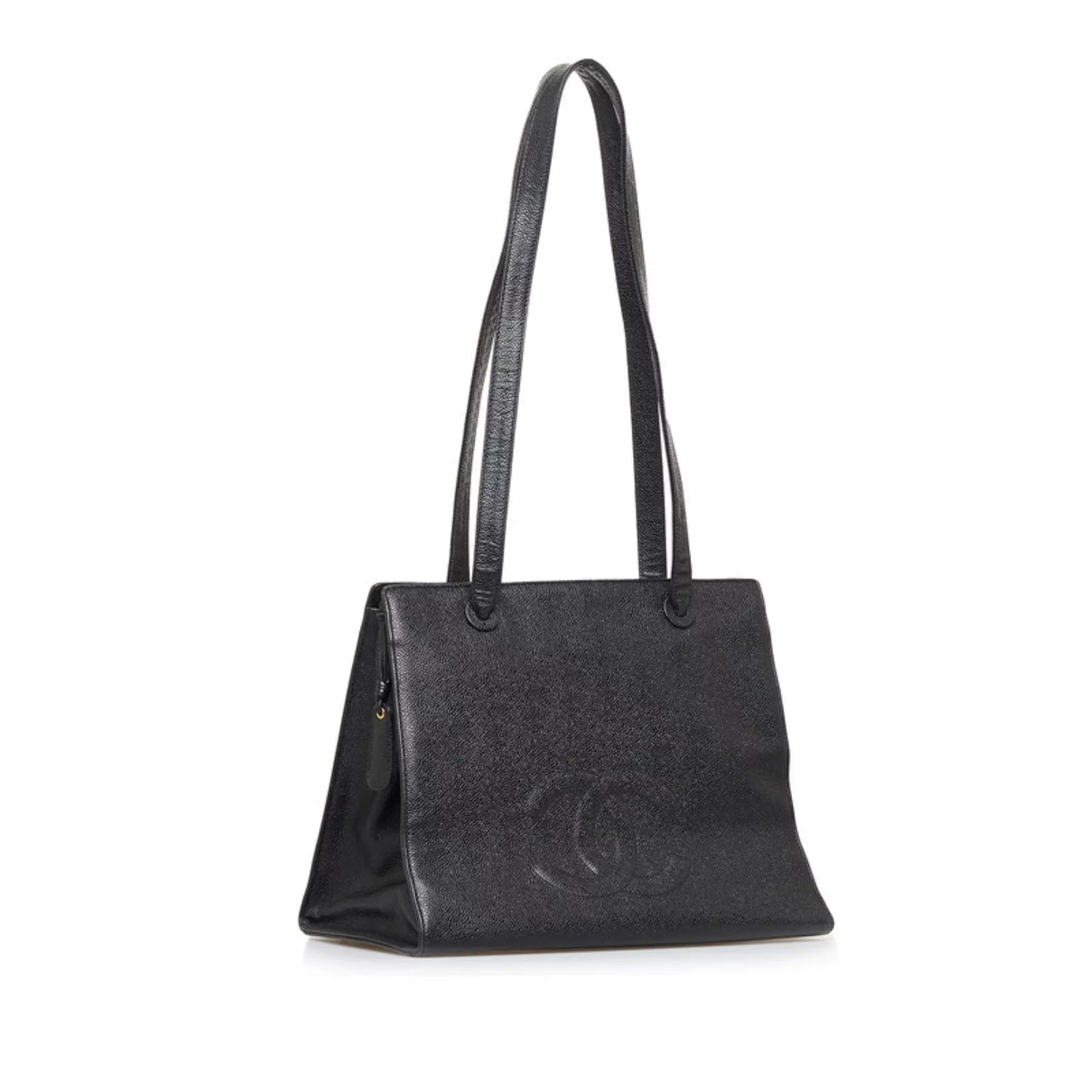 Bag Pre-Owned (Good) Skin Chanel Shoulder Women's Coco Mark Caviar Black Tote CHANEL