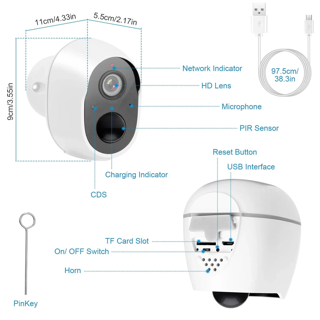 Camera 1080P Audio Surveillance Camera iNova FHD Security IP IP65 Two-Way Waterproof WiFi
