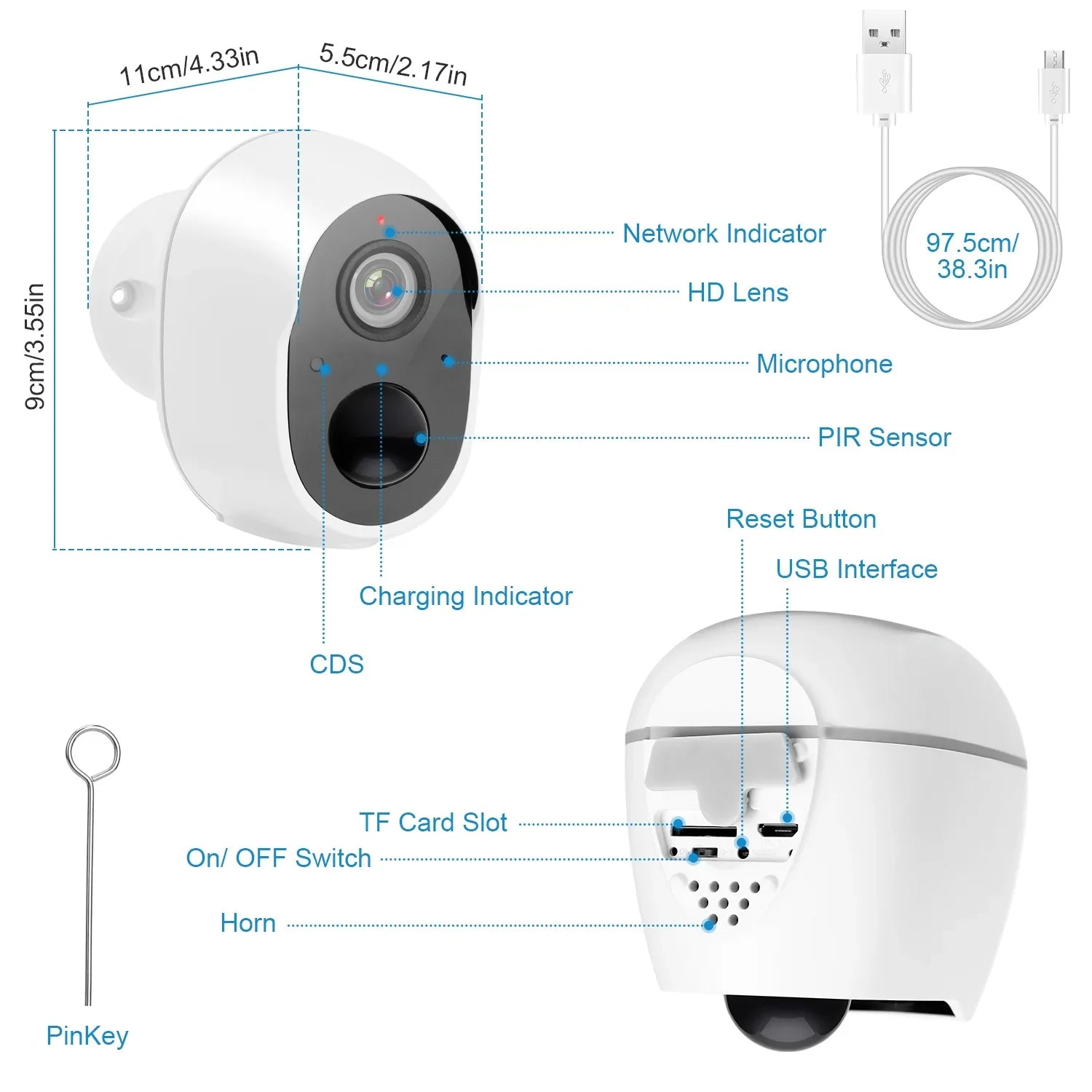Camera 1080P Audio Surveillance Camera iNova FHD Security IP IP65 Two-Way Waterproof WiFi
