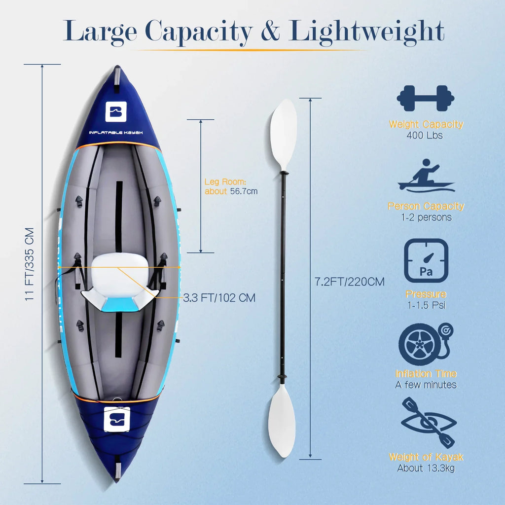 2 River Person Travel Inflatable Blue for Adults Lake or Kayak WHDZ Polyester Entertainment Small