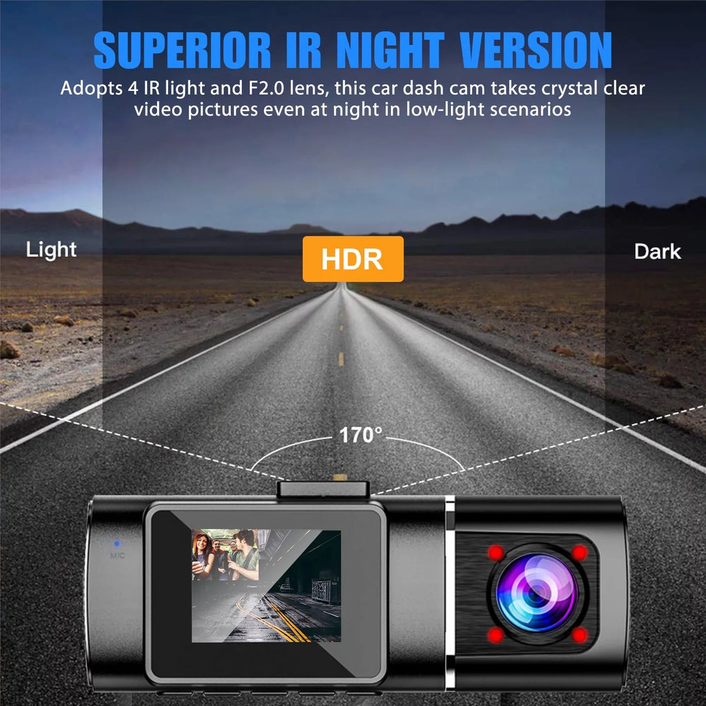 Loop Cabin Car Cam Driving Inside Camera IR 24H Dual Night Front Recording Parking Camera, TSV Recorder, Cam Dash G-Sensor Car Dash with Vision, Mode, 1080P
