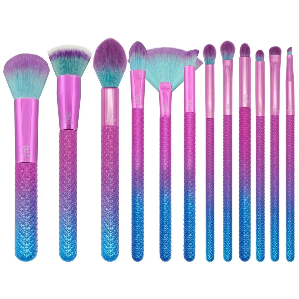 Brush Prismatic 12pc Fan, Brush Crease Foundation, Includes Makeup Signature Moda and Pointed Set, Brushes Makeup