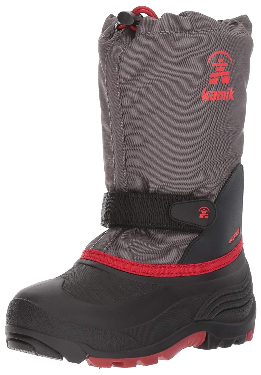 Snow Kamik Waterbug5 Charcoal/Red, (3, charcoal Kids Boot, Red)