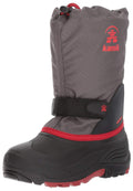 Snow Kamik Waterbug5 Charcoal/Red, (3, charcoal Kids Boot, Red)