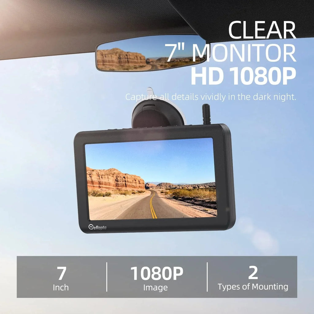 A1TYZX7 IR 1080P Camera 4800mAh Waterproof Backup Install, Battery, HD Truck Camera Monitor Night Solar Reverse Vision for Erapta Mins IP69K Car with 3 DIY RV Wireless