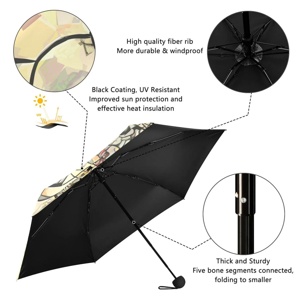 Portrait Of JSTEL Hat Compact Umbrella African Cute Folding Lightweight Woman Rain Umbrellas for With Sun Travel Mini