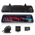 Rear Card Parking View 32GB 4K Monitor, & Touch GPS Screen, Mirror with Free Mirror Backup Camera, Full 12" Camera Dash Dash Cam, WOLFBOX