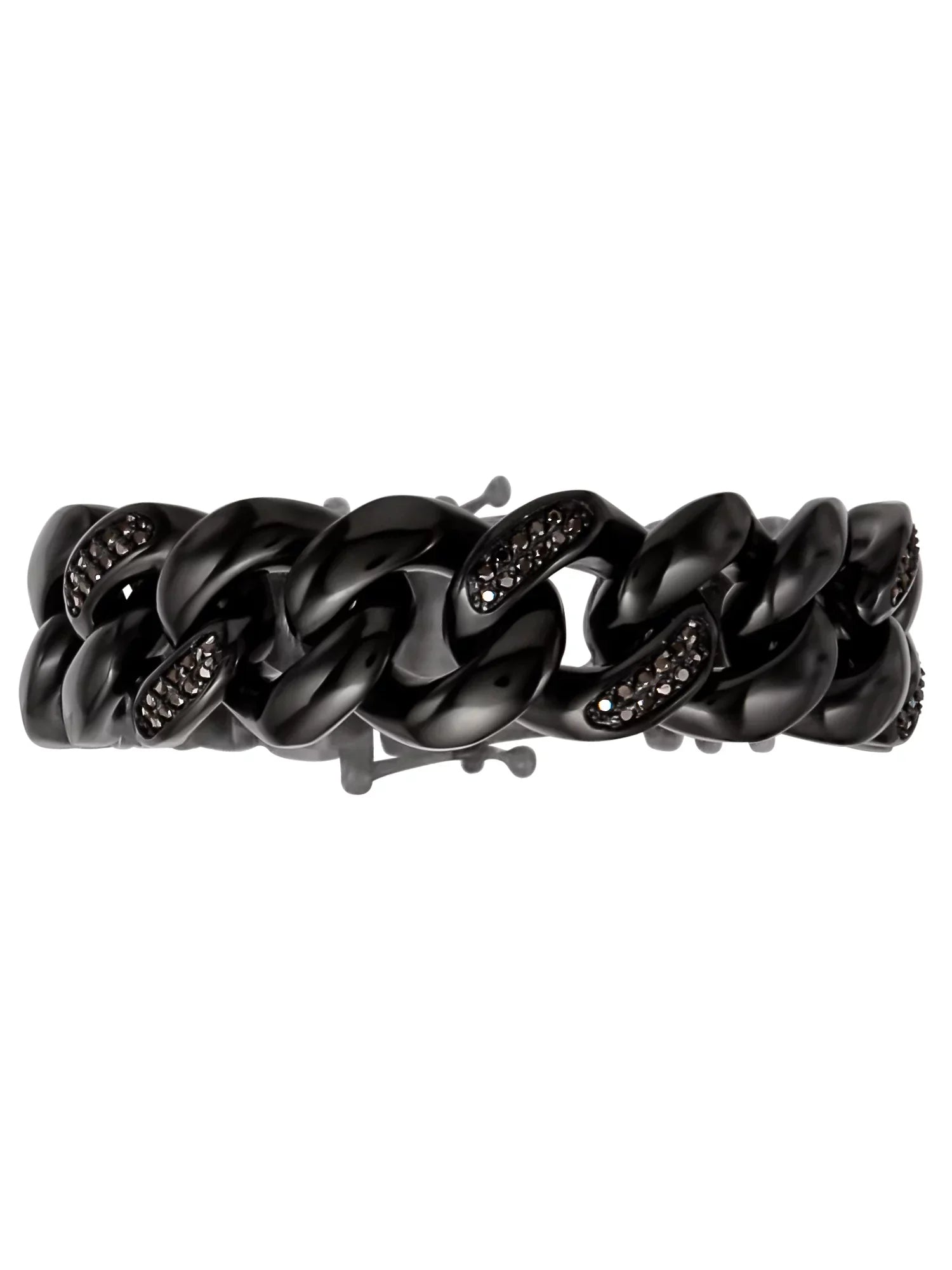 Stainless Simulated Steel Bracelet Curb Diamond O'Neal Black Plated Men's IP Shaquille