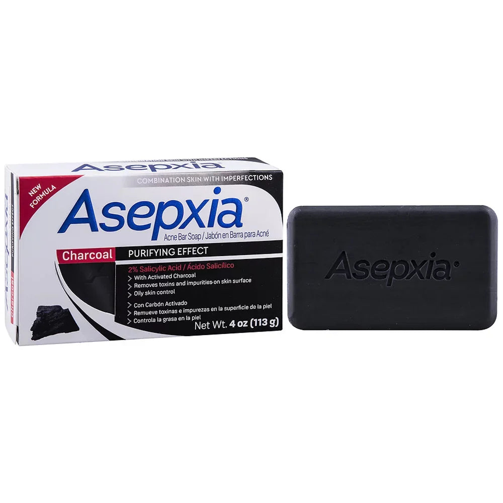 Removes 3 Oily Pack Helps with Acne Acid. and Impurities of Skin Salycilic 4 and oz. Charcoal for Bar Cleansing Blackheads. Asepxia Toxins. Soap