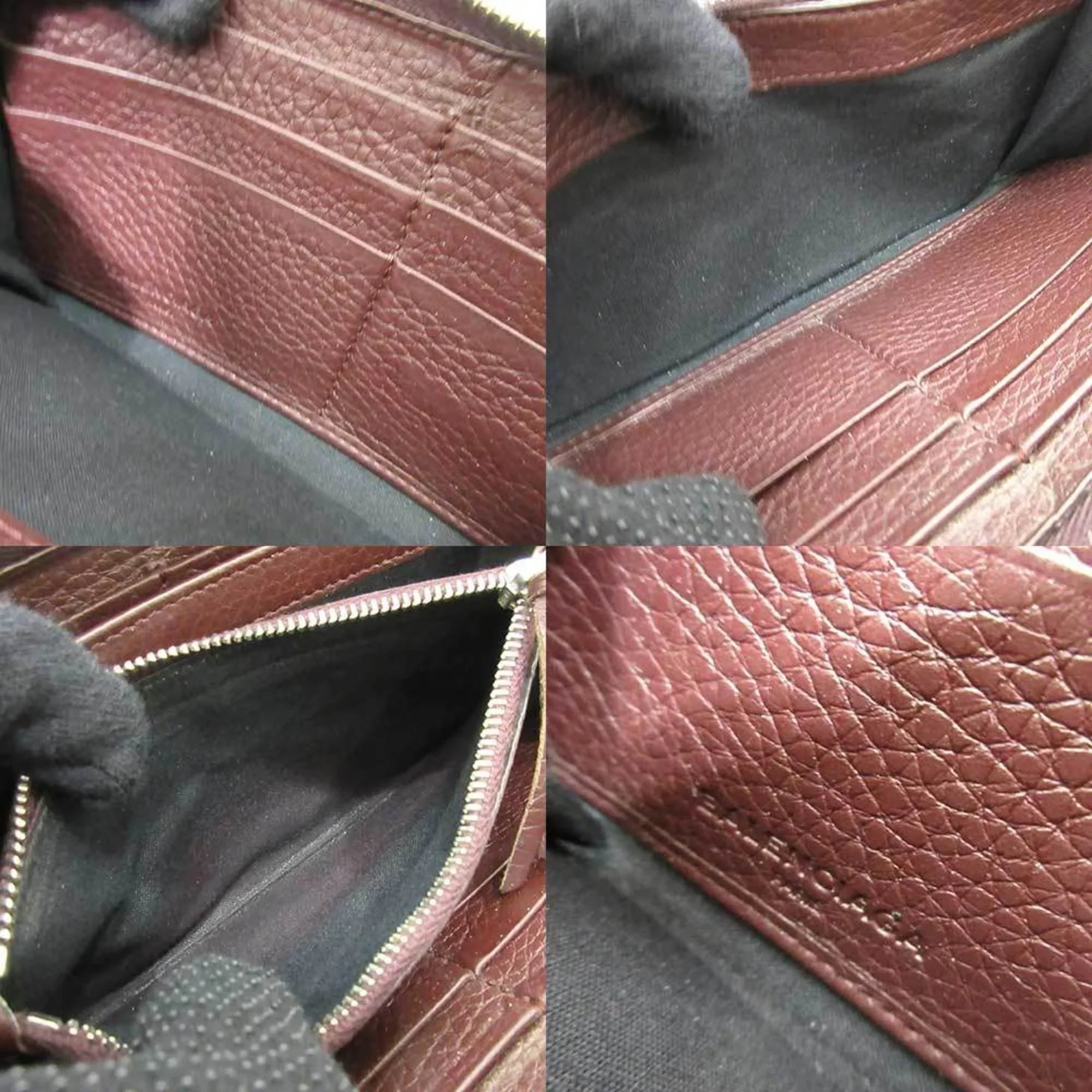 Classic Pre-Owned Women's Continental Round Leather Punching Men's (Good) Long Bordeaux Wallet Balenciaga