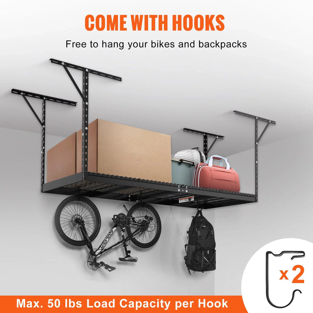 Storage Rack Overhead Garage BENTISM Rack Black 600lbs Ceiling 36x96in Adjustable