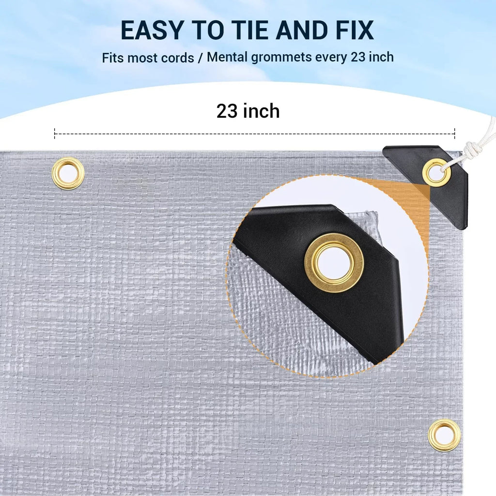 Extra Duty Mil, 16 with UV Resistant, Reinforced 100% Tear X Tarps Grommets Tarp Camping, Fade & Waterproof 20?, Heavy for Boat(Silver/Black) Patio, Outdoor 12? Pool, Thick Roof, Blocking,