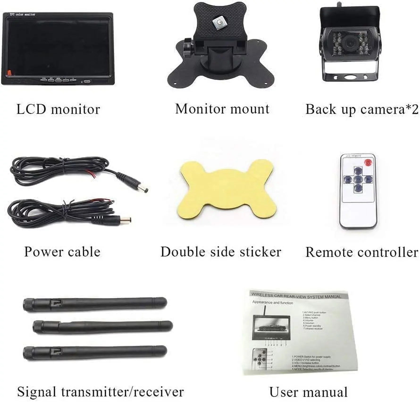 for RV Backup Night 7 Camera Wireless Rear RV/SUV/Van/Pickup/Truck/Trailer Camera and PCS inchMonitor 2 IR Vision View Kit Bileeko