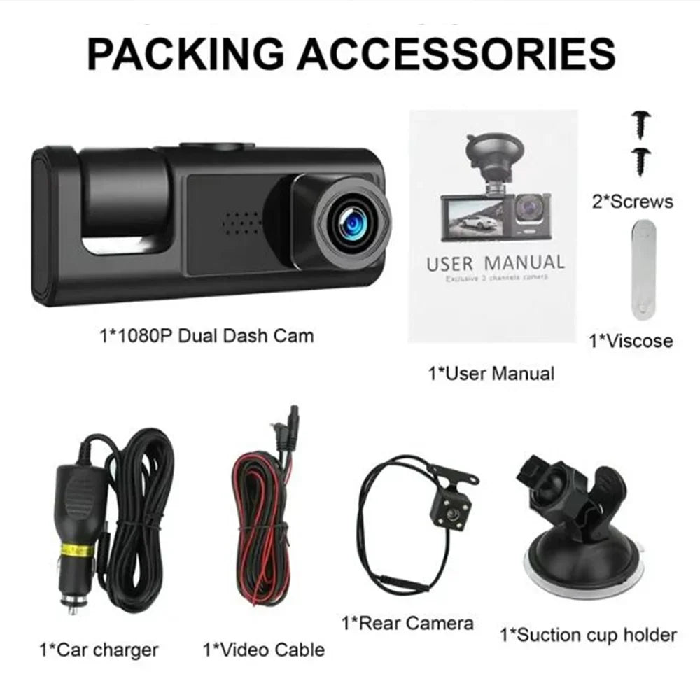 Video Cameras HD in Motion ALLTIMES Cable Cam Car Loop Screen, Detection, Recorder, Recording, Car and IPS Dash Front Charger with 2" 1 G-Sensor, 1080HD Interior Display 3 Rear