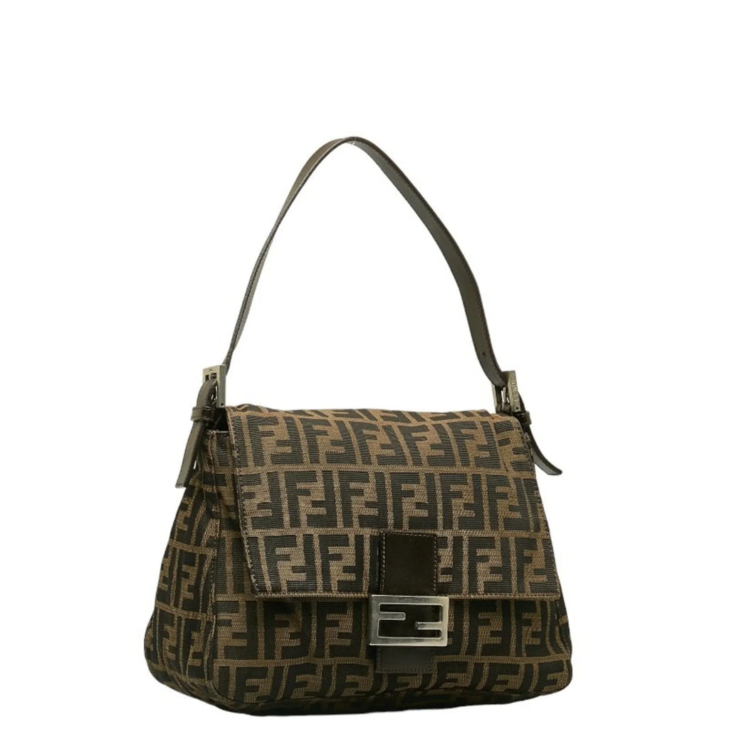 Canvas Leather Pre-Owned Brown ZUCCA Bag Bucket FENDI Women's Mamma (Good)
