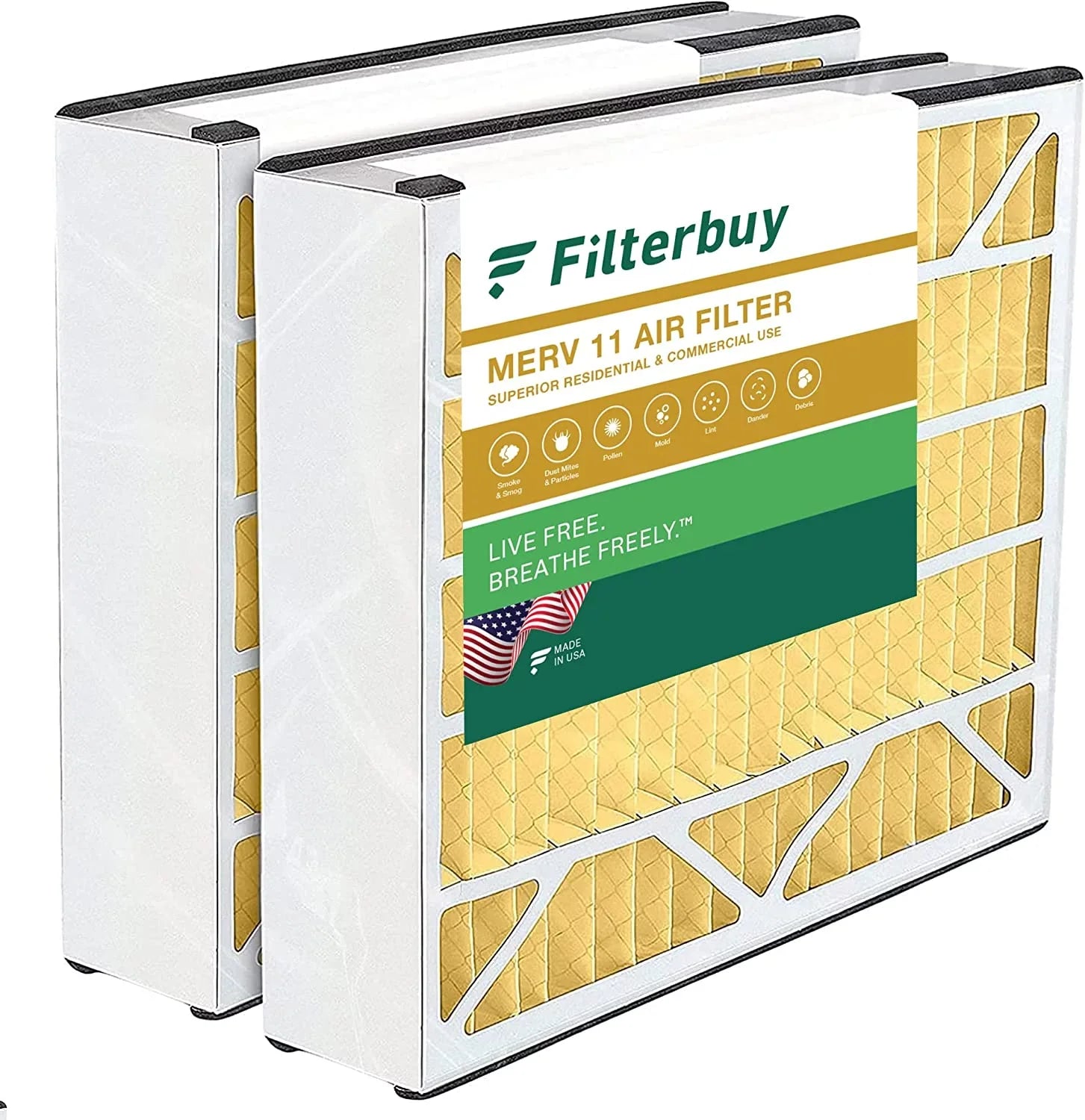 255649-105 MERV 11 Air Bear Furnace for Pleated HVAC 16x25x5 AC Filterbuy (2-Pack) Air Trion Filters