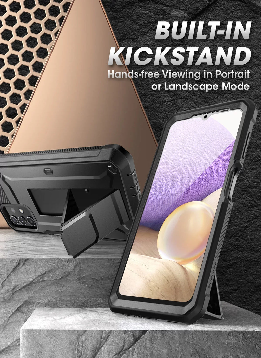 for Designed Case Built-in Version], Unicorn Beetle 4G SUPCASE Samsung Pro Rugged Galaxy Fit Series A32 with Kickstand Screen 5G Full-Body Holster Protector & (Black) Case [Not
