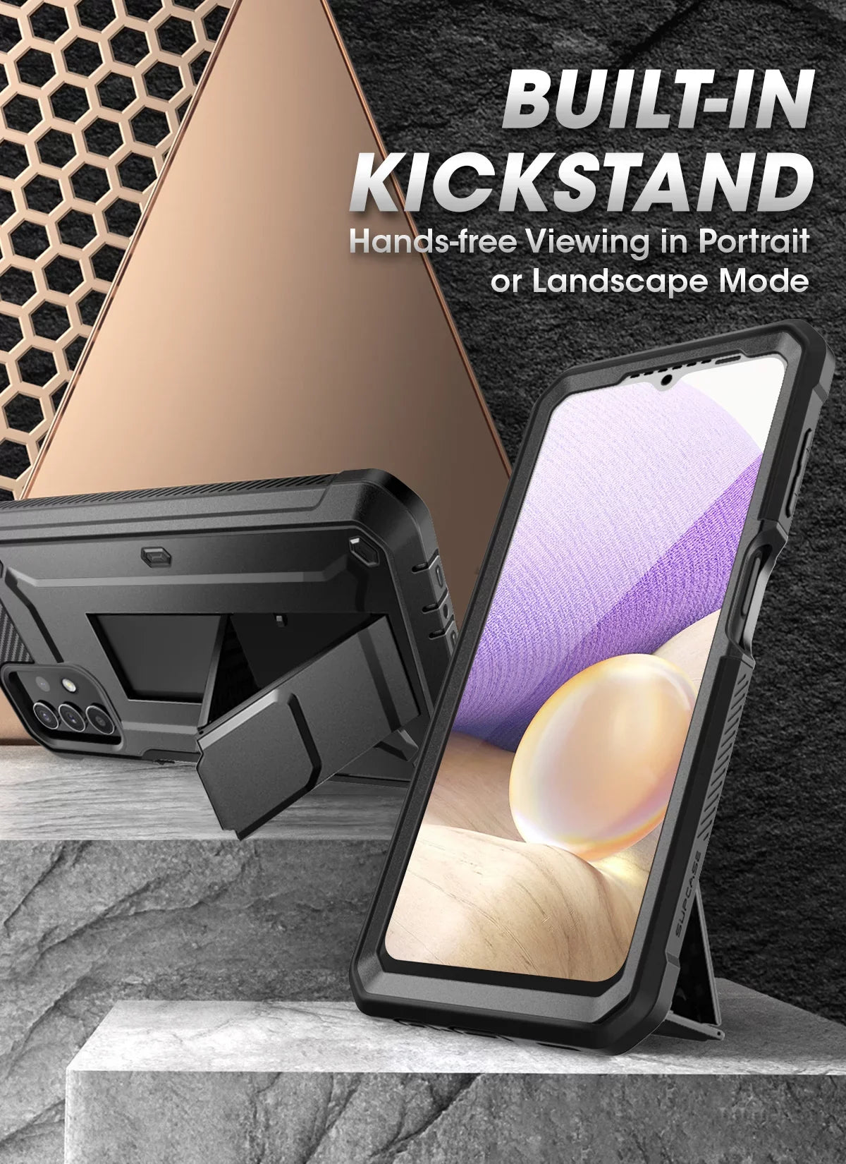 for Designed Case Built-in Version], Unicorn Beetle 4G SUPCASE Samsung Pro Rugged Galaxy Fit Series A32 with Kickstand Screen 5G Full-Body Holster Protector & (Black) Case [Not