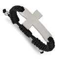 Brushed Black Steel Cross Bracelet Primal Steel Nylon and Adjustable Polished Stainless