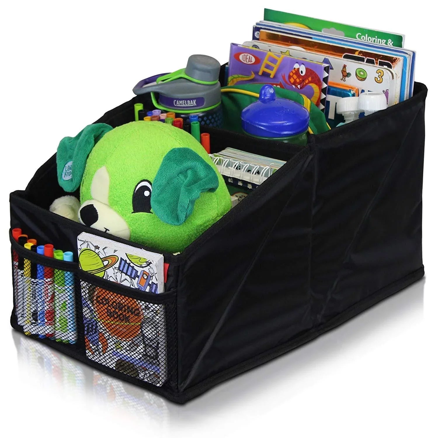 for Toys, Books, for Stitching Gear Compartments Maps, with Front/Backseat Lusso Storage Kids Car Black Games and Magazines, Featuring Great Adults, 8 Organizer Seat More Tissues, Documents,