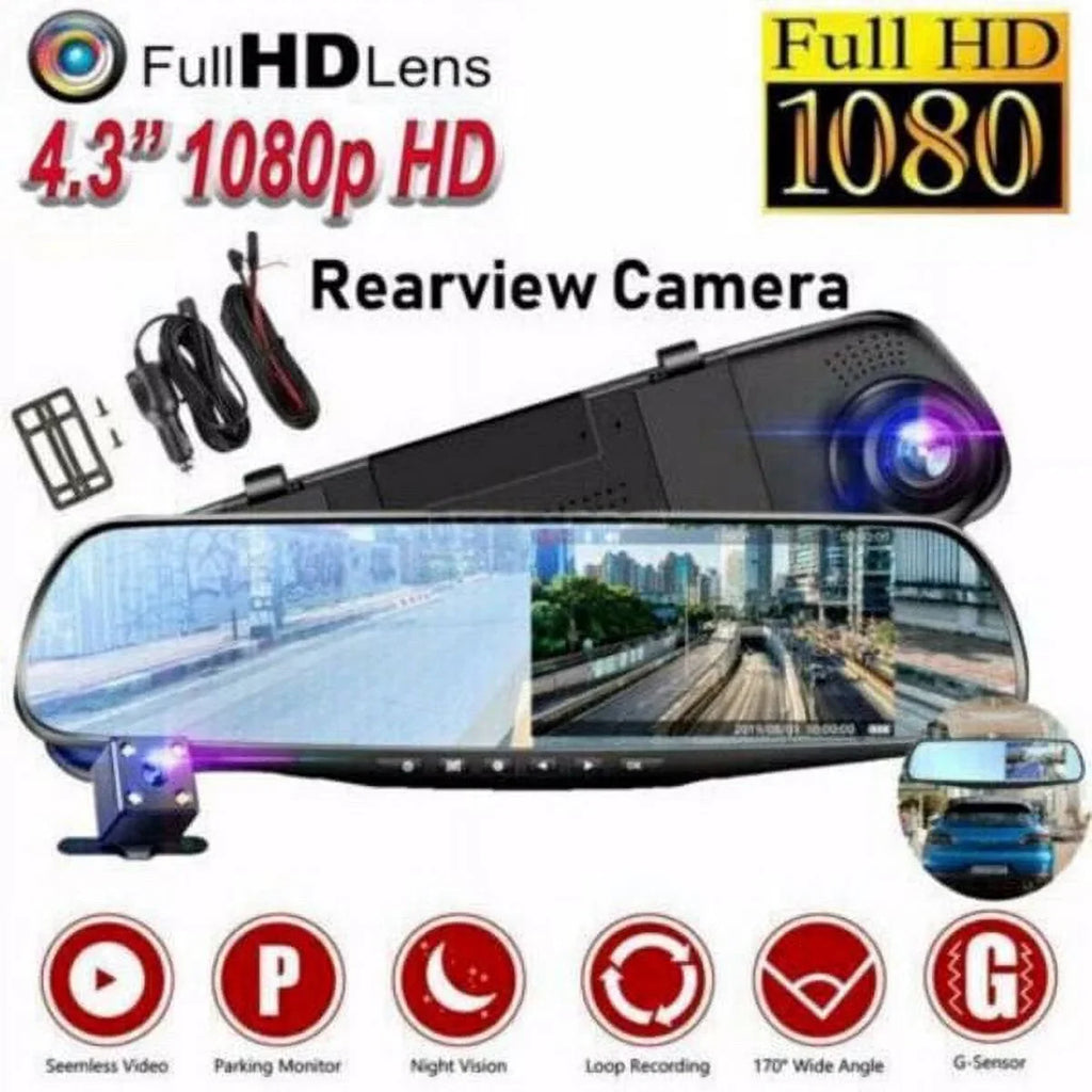 Front HD Video Recorder Mirror Camera Rear Dash Dual Bornmio Car Rearview 1080P DVR Cam
