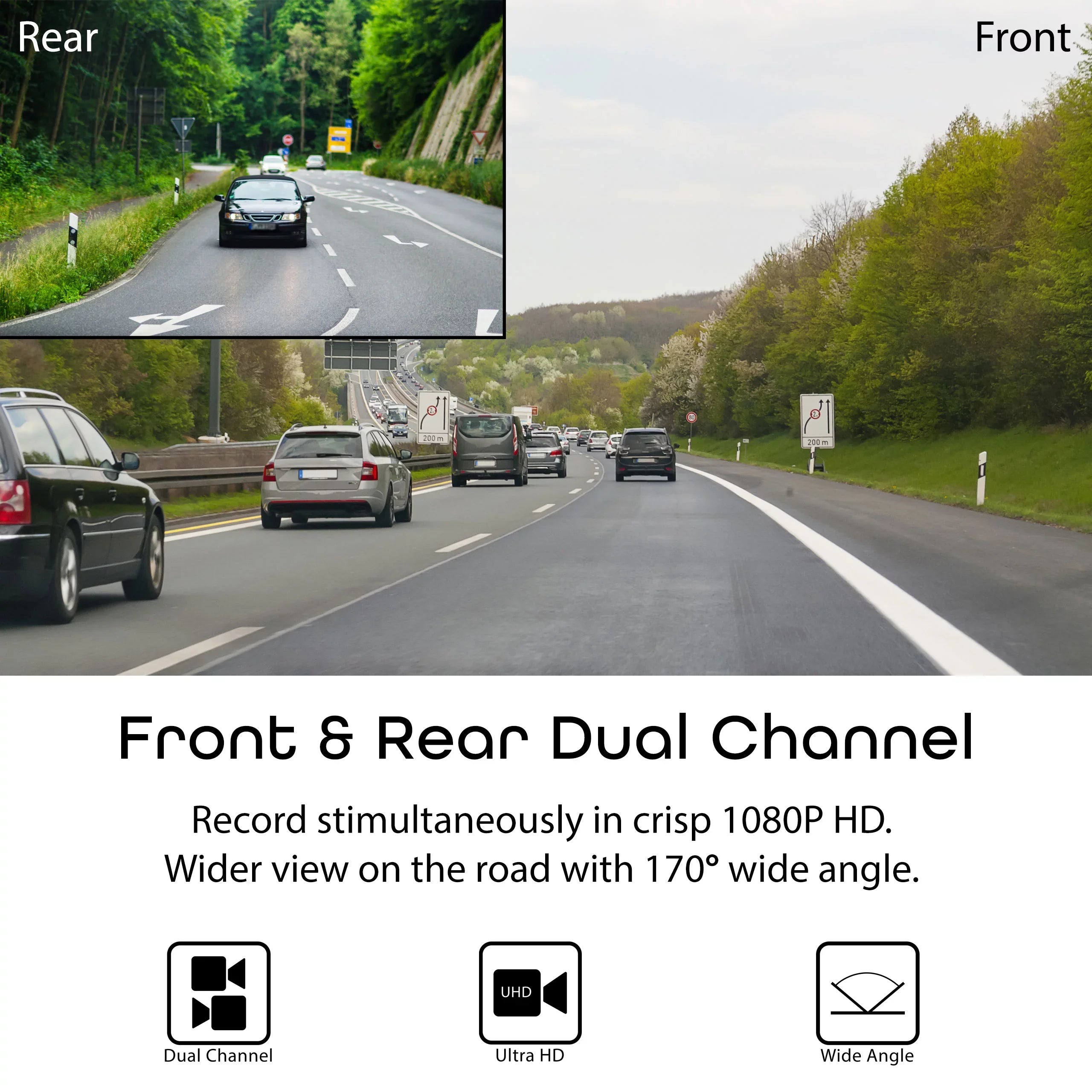 FHD Cam Dual Rexing V1LG Dash 1080p Car Channel