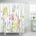 inch Blue Buttercup Tender Curtain Watercolor Pink Wildflowers Tansy Shower 66x72 Yellow Pansies Libin