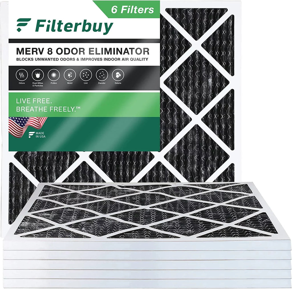 MERV with Furnace Odor Air AC HVAC Filterbuy Eliminator Activated Carbon Pleated 8 Filters (6-Pack) 18x18x1