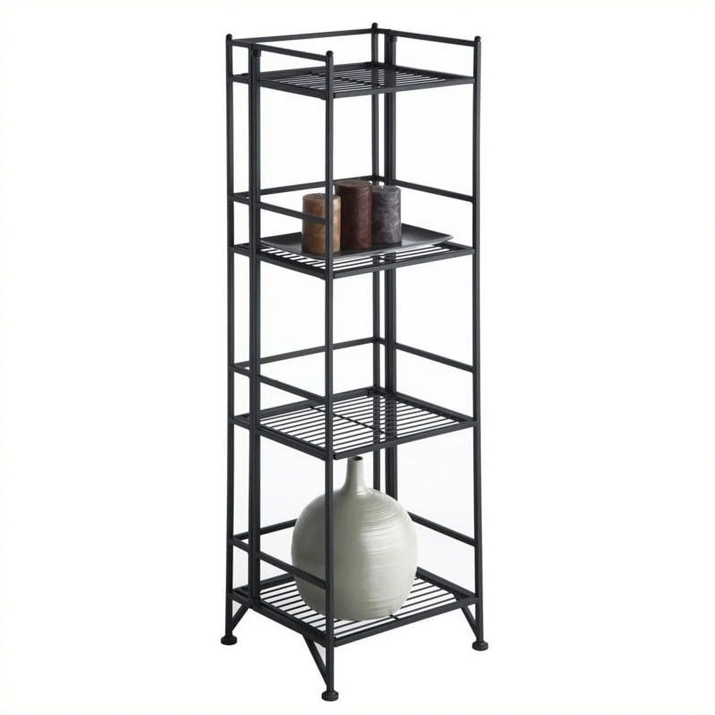 Unit in Tier Row Shelf Black Folding 4 Metal Pemberly Transitional