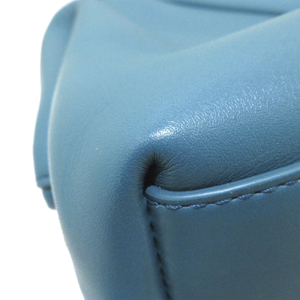Women Bottega (Good) Blue Pre-Owned Leather Point Satchel Calf Authenticated Veneta