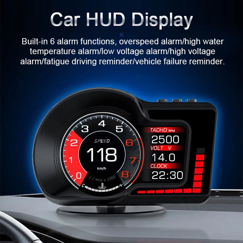 System Up Navigation, Head Display Andoer Dual Alarm, Test, Speed/Clock/RPM, GPS with Car Overspeed Brake