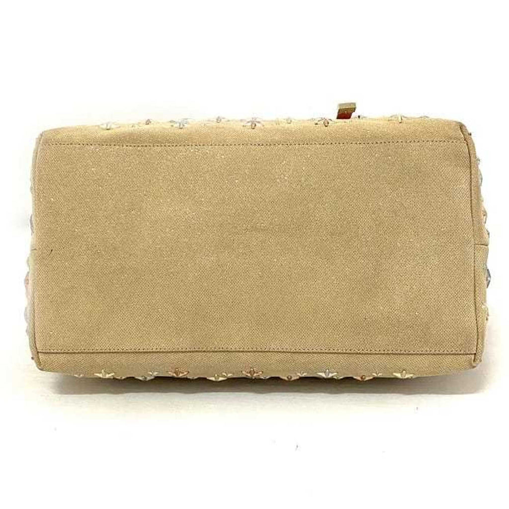 (Good) Bag Star Choo Leather Canvas Pre-Owned Silver Jimmy Sarah Studs Beige Women's Tote Pink