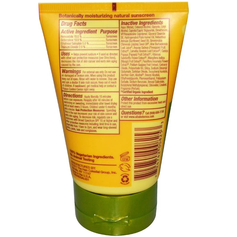 Botanica, Sunscreen, Hawaiian 30, (113 oz g) Natural 4 Alba SPF
