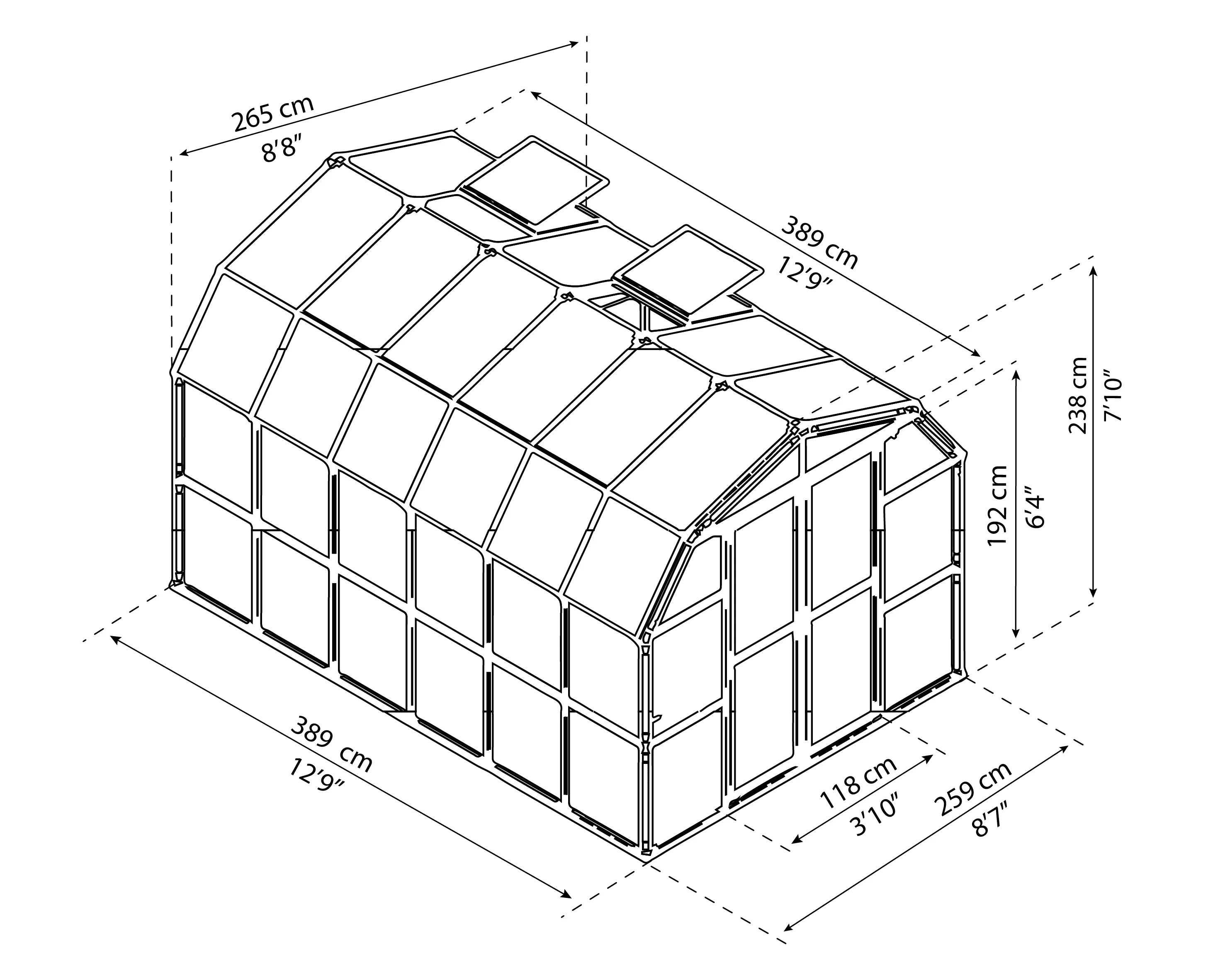 Greenhouse 2 Walk-In - Grand Green Clear Vents 8' Canopia - x with Gardener 12' Palram Roof -