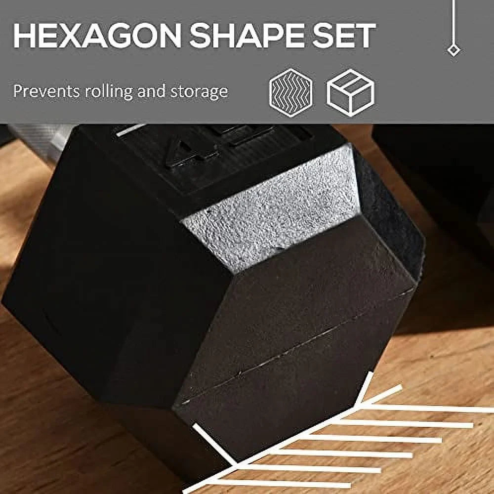 Home 45lbs Dumbbells Anti-roll, Non-Slip Weights Men 2 Rubber Set, Workout, Hand x for or with Handles, Soozier Women Hex Gym