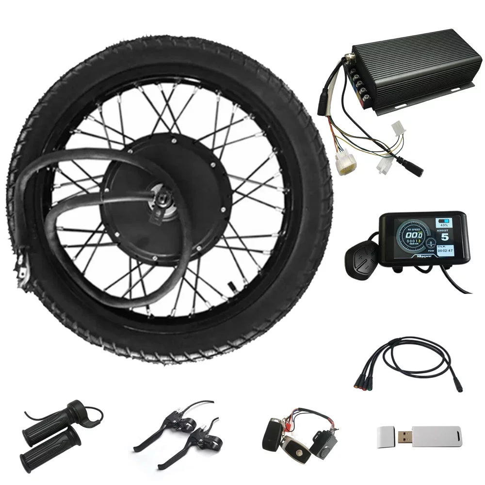90/90 Sabvoton 100A Conversion 5000W V3 Power All Drive 150mm Kit Hub Tire Waterproof Dropout QS Controller and Big 72V with Ebike 3.5T 21inch