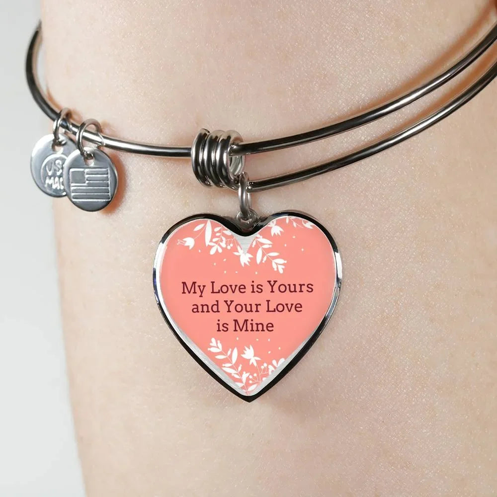 My or Pink is Bangle 18k Steel Gold Heart 18-22" Yours Love Stainless