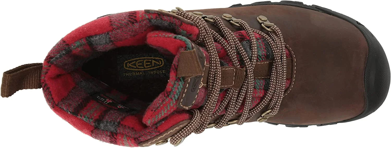 Plaid Dark Insulated 7.5M Greta Boots Waterproof - KEEN Brown/Red for - Ladies