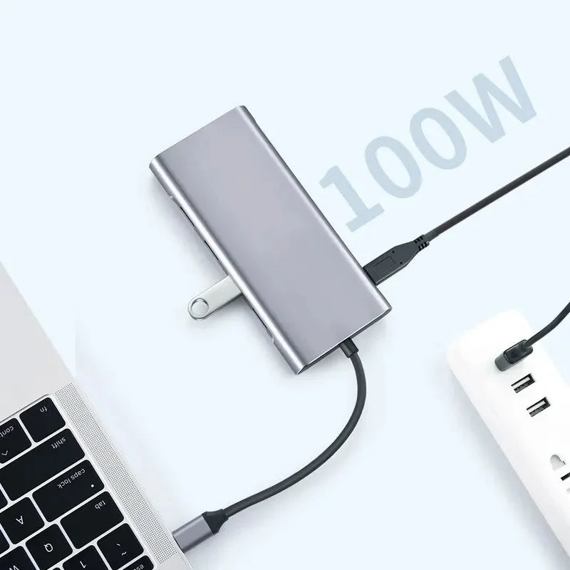 Laptop with Gigabit Pro,Air 11-in-1 Dell VGA,Type-C HDMI, Power,USB Kidsol USB MacBook C 3.5mm LAN,SD,MicroSD,Compatible Ports A*4, 4K Station PD100W Lenovo with HP Multi-Port Docking