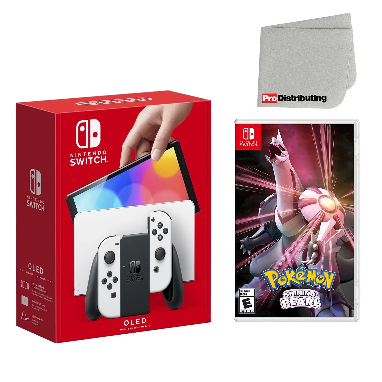 White Pokemon Nintendo Cloth with Shining Pearl Screen Switch Console OLED Cleaning and
