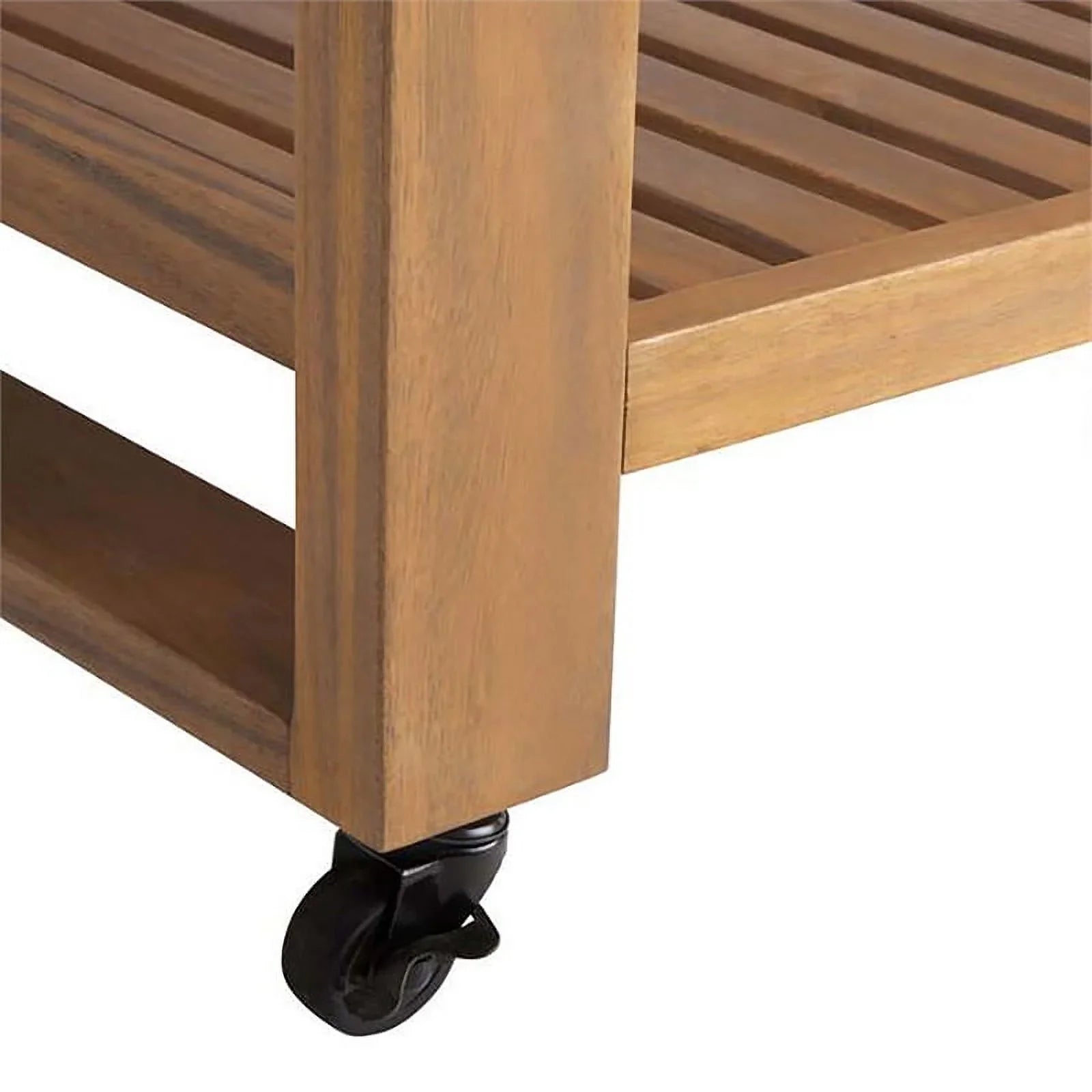 Shelf Afuera Living Kitchen Outdoor Island in Slatted Rolling & Top Wood Natural