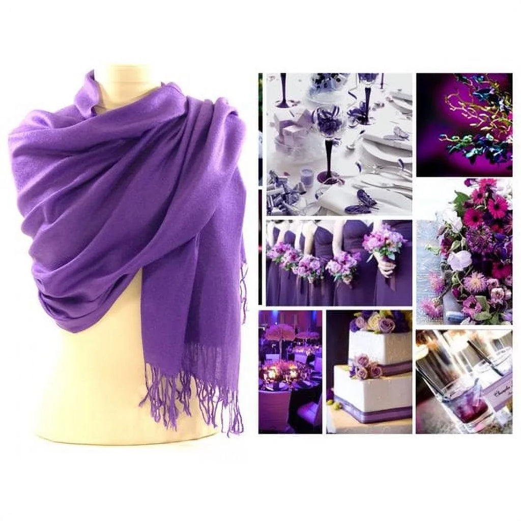 Wedding 10 Set Shawl Bridesmaid Shawl, of Bridal Violet Shawl, (Violet) Pashmina Wrap, Purple Scarf
